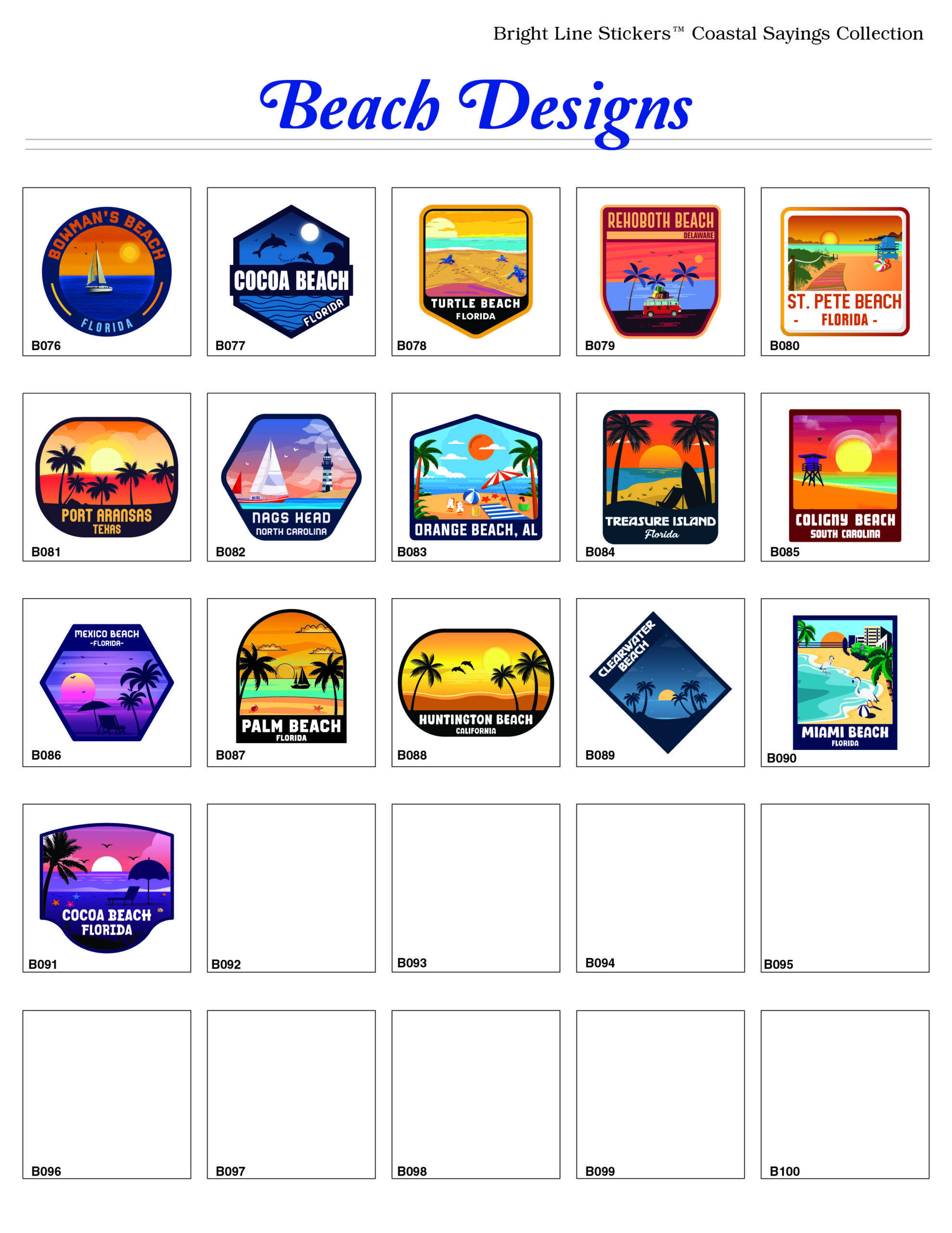 B – Coastal – Bright Line Stickers